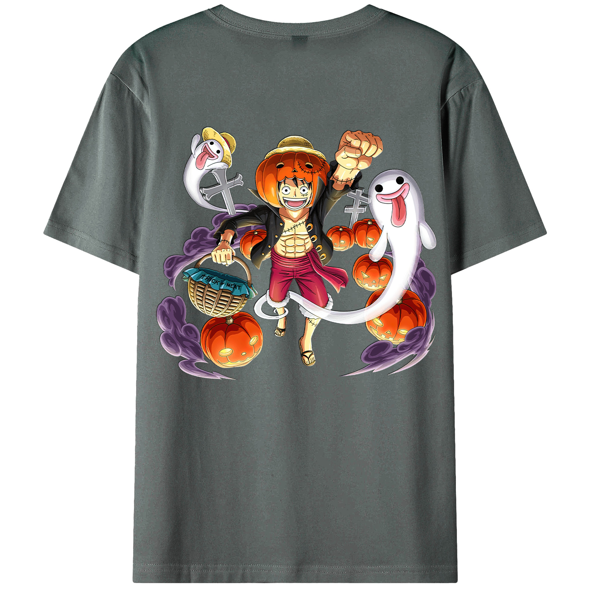 ワンピース モンキー・D・ルフィ ONE PIECE Monkey D. Luffy 綿100％ メンズ半袖Tシャツ（バックプリント） 通気性